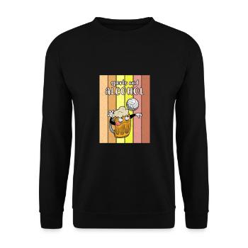 Volleyball Bier Biertrinker Volleyballtrainer - Unisex Pullover - Schwarz - Vorne - Alina (178cm) & Michal (187cm)