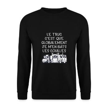 Routier Humour Poids Lourds Camionneur Conducteur - Sweat-shirt Unisexe - noir - Devant - Alina (178cm) & Michal (187cm)