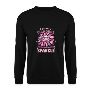 Diamond Painting Artist Why Buy When I Can Diamond - Unisex Pullover - Schwarz - Vorne - Alina (178cm) & Michal (187cm)