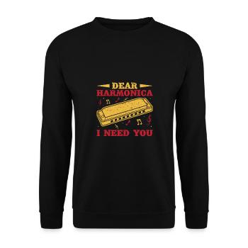 Funny Harmonica Player I Need You Harmonica - Unisex Pullover - Schwarz - Vorne - Alina (178cm) & Michal (187cm)