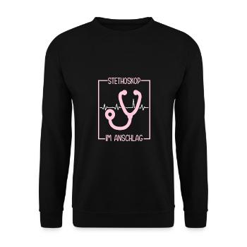 MFA Stethoscope Medical Assistant - Unisex Sweatshirt - black - Front - Alina (178cm) & Michal (187cm)