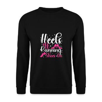 Talons de course des chaussures de course sur un marathonien - Sweat-shirt Unisexe - noir - Devant - Alina (178cm) & Michal (187cm)