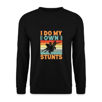 Western Rider I Do My Own Stunts Cowboy Rodeo - Unisex Pullover - Schwarz - Vorne - Alina (178cm) & Michal (187cm)