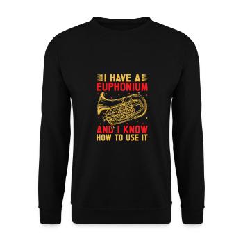 Euphonium Je sais comment l’utiliser Marche baryton - Sweat-shirt Unisexe - noir - Devant - Alina (178cm) & Michal (187cm)