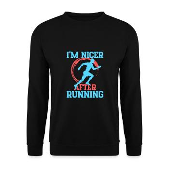 Courir Je suis plus sympa après le cadeau du marathonien - Sweat-shirt Unisexe - noir - Devant - Alina (178cm) & Michal (187cm)