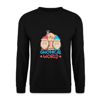 Garden Gnome Costume Gnomical World Gnome - Unisex Sweatshirt - black - Front - Alina (178cm) & Michal (187cm)