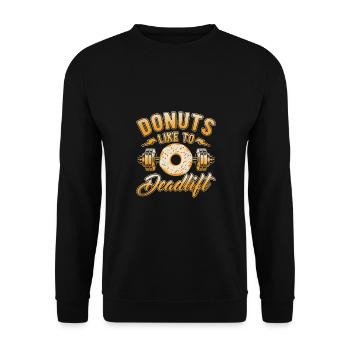 Fitness Motivation Bodybuilder Donuts Deadlift - Unisex Sweatshirt - black - Front - Alina (178cm) & Michal (187cm)