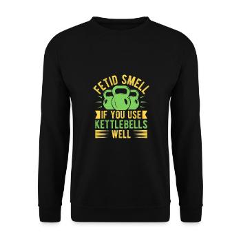 Fanatiques de fitness Fetid Smell Utiliser des kettlebells - Sweat-shirt Unisexe - noir - Devant - Alina (178cm) & Michal (187cm)