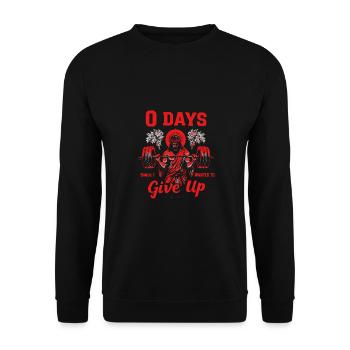 Powerlifting Jesus 0 Days Since Skipped Leg Day - Unisex Sweatshirt - black - Front - Alina (178cm) & Michal (187cm)