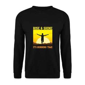Running Rise & Shine Marathon Runner Gift - Unisex Pullover - Schwarz - Vorne - Alina (178cm) & Michal (187cm)