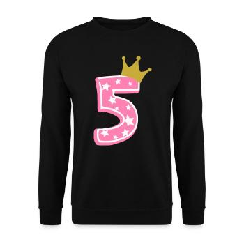 5 Krone 5. Geburtstag 5 Jahre - Unisex Pullover - Schwarz - Vorne - Alina (178cm) & Michal (187cm)