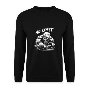No Limit Hard Workout Skull with Dumbbell - Unisex Sweatshirt - black - Front - Alina (178cm) & Michal (187cm)