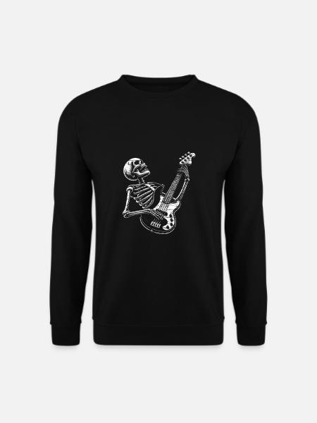 Skeleton Skull with Bass Guitar - Unisex Sweatshirt - black