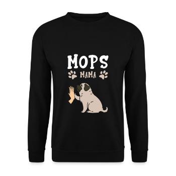 Mops Mama Hund Hundehalter Geschenk Frauchen Mops - Unisex Pullover - Schwarz - Vorne - Alina (178cm) & Michal (187cm)
