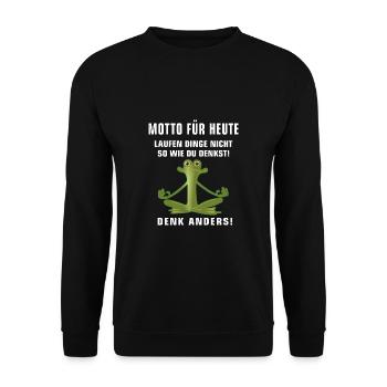 Thème Grenouille Méditation Pensée Pensée Positif - Sweat-shirt Unisexe - noir - Devant - Alina (178cm) & Michal (187cm)