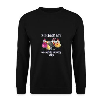 zuhause ist wo meine Hühner sind - Unisex Pullover - Schwarz - Vorne - Alina (178cm) & Michal (187cm)