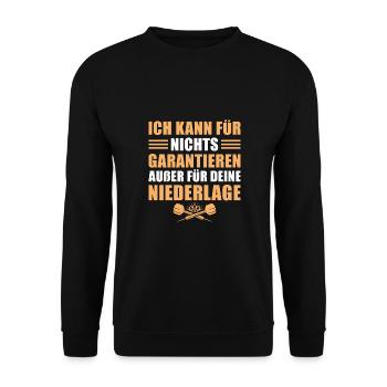 Dart Garantieren für deine Niederlage Dartspieler - Unisex Pullover - Schwarz - Vorne - Alina (178cm) & Michal (187cm)