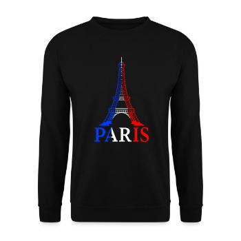 PARIS France Tour Eiffel Bleu Rouge Blanc Cadeau - Sweat-shirt Unisexe - noir - Devant - Alina (178cm) & Michal (187cm)