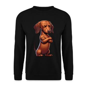Dackel Dackelbesitzer Dackelliebhaber Dachshund - Unisex Pullover - Schwarz - Vorne - Alina (178cm) & Michal (187cm)