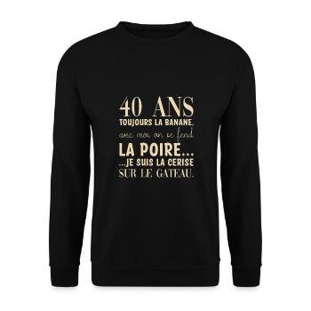 40 ans anniversaire - Sweat-shirt Unisexe - noir - Devant - Alina (178cm) & Michal (187cm)