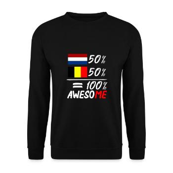 50% Netherlands 50% Belgium - Unisex Sweatshirt - black - Front - Alina (178cm) & Michal (187cm)