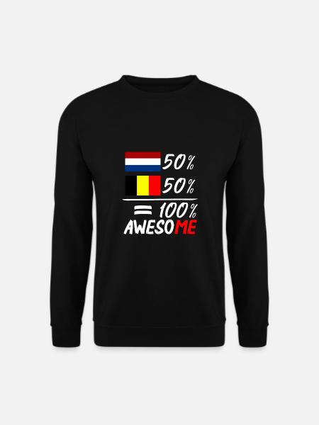 50% Niederlande 50% Belgien - Unisex Pullover - Schwarz