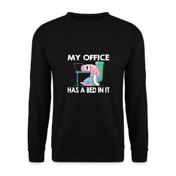 Mon bureau a un lit dedans - Home Office Humour - Sweat-shirt Unisexe - noir - Devant - Alina (178cm) & Michal (187cm)