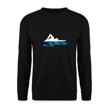 Schwimmen, Schwimmer und Wasser - Unisex Pullover - Schwarz - Vorne - Alina (178cm) & Michal (187cm)