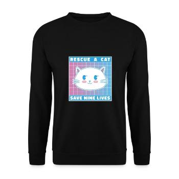Rescue A Cat Save Nine Lives Cat Owner Animals Kit - Unisex Pullover - Schwarz - Vorne - Alina (178cm) & Michal (187cm)