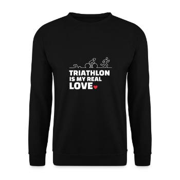 Ich Liebe Triathlon - Unisex Pullover - Schwarz - Vorne - Alina (178cm) & Michal (187cm)