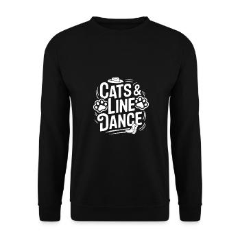 Ich liebe meine Katze und Line Dance - Unisex Pullover - Schwarz - Vorne - Alina (178cm) & Michal (187cm)