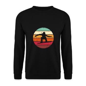 Snowboard Vintage Snowboarder Geschenk - Unisex Pullover - Schwarz - Vorne - Alina (178cm) & Michal (187cm)