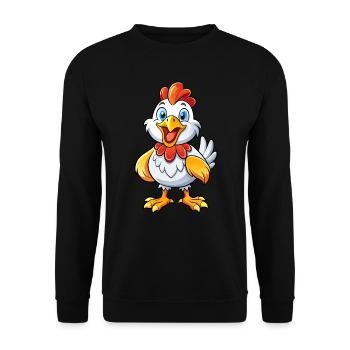 Poulet heureux - Sweat-shirt Unisexe - noir - Devant - Alina (178cm) & Michal (187cm)