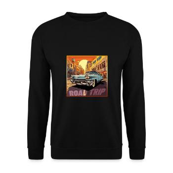 Road Trip,Car,America,Catoon Look - Unisex Sweatshirt - black - Front - Alina (178cm) & Michal (187cm)