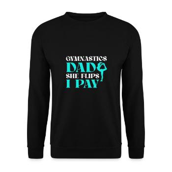 Gymnastics dad support with pride - Unisex Sweatshirt - black - Front - Alina (178cm) & Michal (187cm)