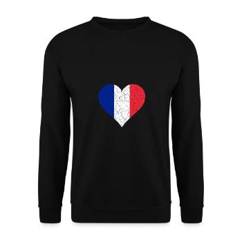 Frankreich Herz Vintage - Unisex Pullover - Schwarz - Vorne - Alina (178cm) & Michal (187cm)