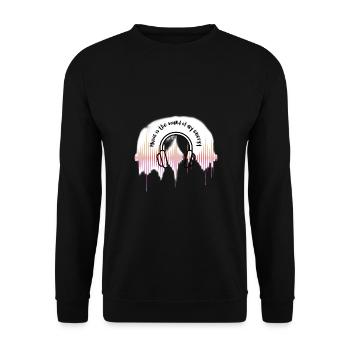 Music ist der Sound meiner Energie - Unisex Pullover - Schwarz - Vorne - Alina (178cm) & Michal (187cm)