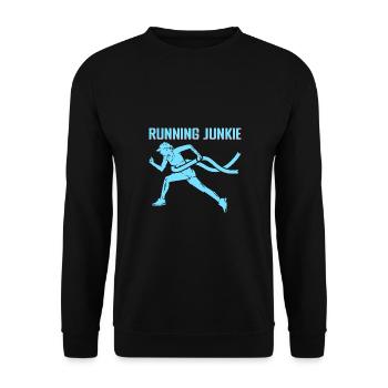 Running Junkie Marathon Runner - Unisex Pullover - Schwarz - Vorne - Alina (178cm) & Michal (187cm)