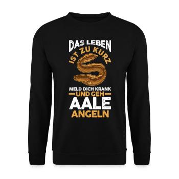 Angeln Angler Aal - Unisex Pullover - Schwarz - Vorne - Alina (178cm) & Michal (187cm)