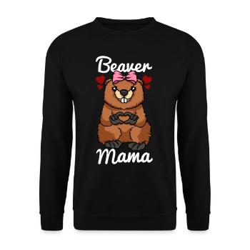 Beaver Mama Herz Biber Liebe Bibermama - Unisex Pullover - Schwarz - Vorne - Alina (178cm) & Michal (187cm)