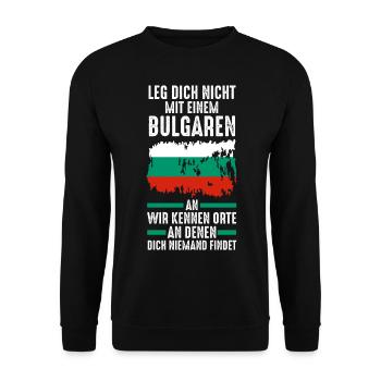 Balkan Bulgarien Bulgare Bulgarisches - Unisex Pullover - Schwarz - Vorne - Alina (178cm) & Michal (187cm)