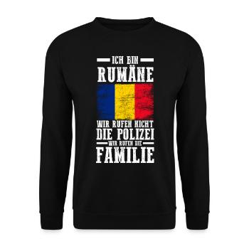 Rumänien Rumäne Rumänisches - Unisex Pullover - Schwarz - Vorne - Alina (178cm) & Michal (187cm)