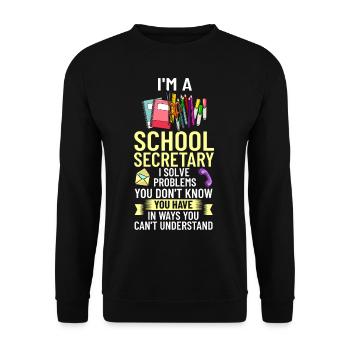 Secrétaire d’école Secrétariat de l’école Bureau du personnel - Sweat-shirt Unisexe - noir - Devant - Alina (178cm) & Michal (187cm)