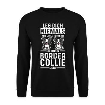 Hund Border Collie - Unisex Pullover - Schwarz - Vorne - Alina (178cm) & Michal (187cm)