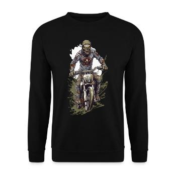 Zombie Halloween Cool Motocross Biker - Unisex Sweatshirt - black - Front - Alina (178cm) & Michal (187cm)