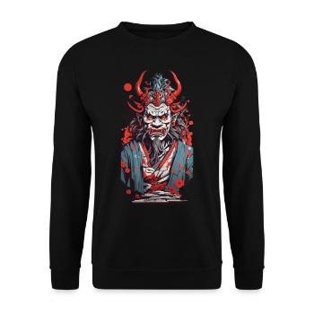 Oni Demon in Ukiyo-E Japan Art Style - Unisex Sweatshirt - black - Front - Alina (178cm) & Michal (187cm)