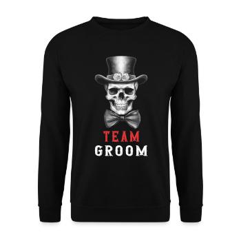 Team Groom Bachelor Party Skull Bachelor Party - Unisex Sweatshirt - black - Front - Alina (178cm) & Michal (187cm)