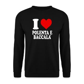 Ich liebe Polenta Kabeljau Herz Lustig Witzig - Unisex Pullover - Schwarz - Vorne - Alina (178cm) & Michal (187cm)