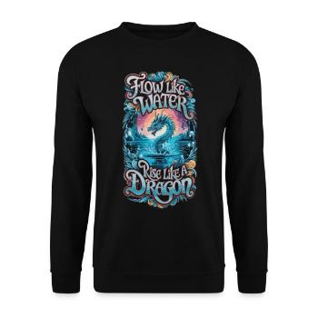 Fließe wie Wasser, erhebe dich wie ein Drache - Unisex Pullover - Schwarz - Vorne - Alina (178cm) & Michal (187cm)