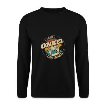 Level Onkel Freigeschaltet Gamer - Unisex Pullover - Schwarz - Vorne - Alina (178cm) & Michal (187cm)